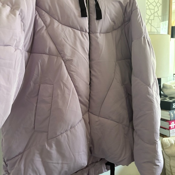 Free People Hailey Puffer Oversized Lilac Cloud Hooded Jacket M - Picture 13 of 14